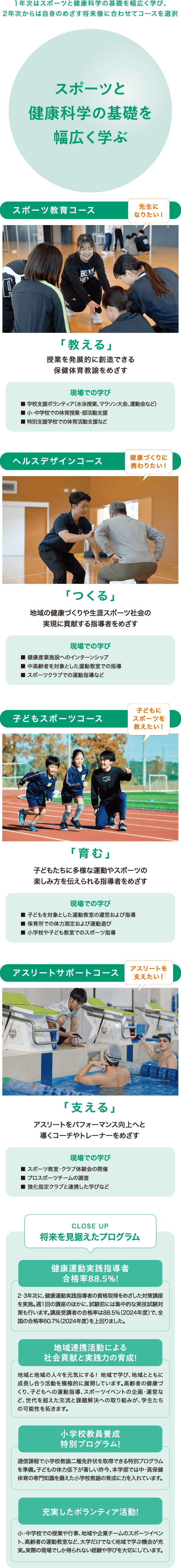 4つのコースを説明する画像