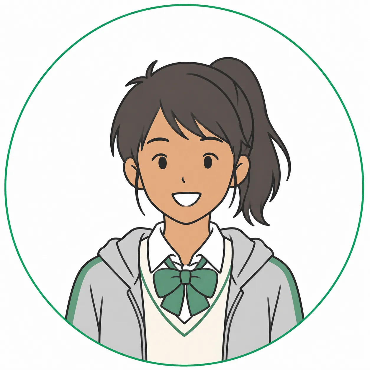 日焼けした女子高校生のイラスト